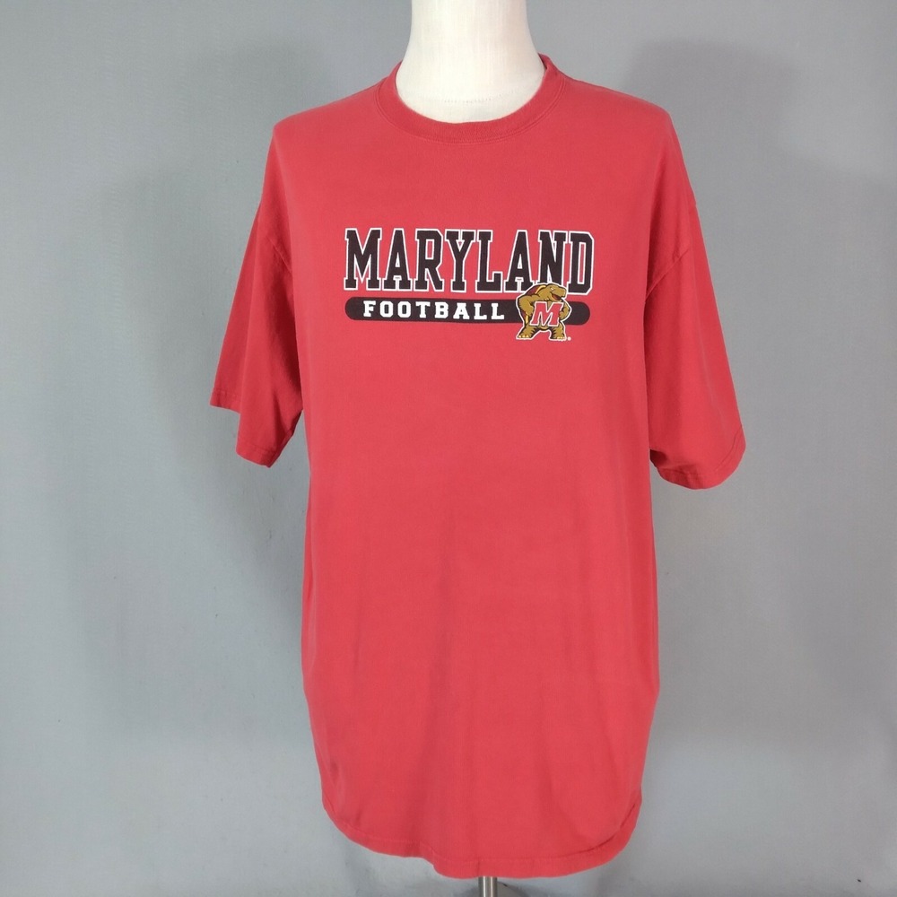 Champion T-Shirt Mens 2XL Red Maryland Terrapins Football NCAA Mascot Graphic